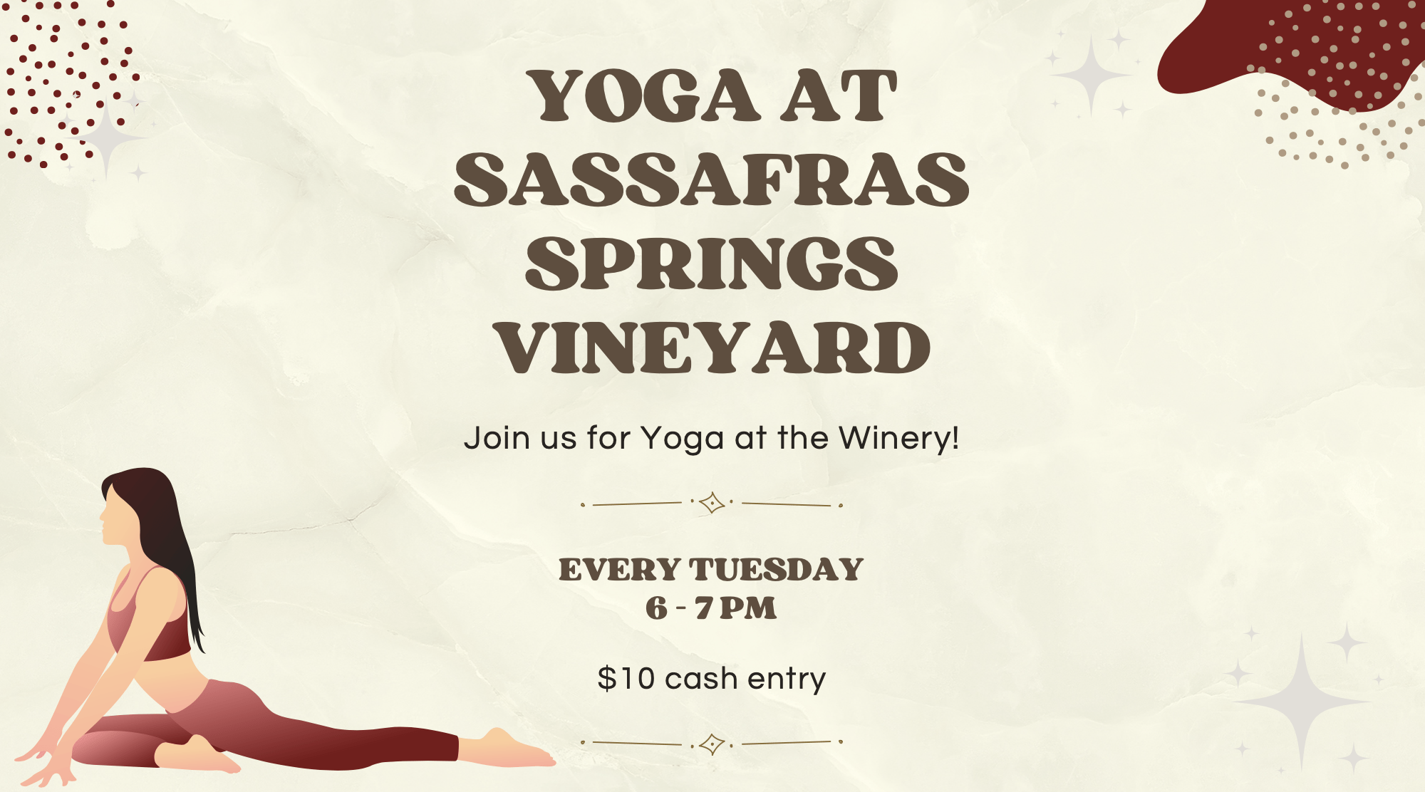 Yoga at Sassafras - Sassafras Springs Vineyard & Winery