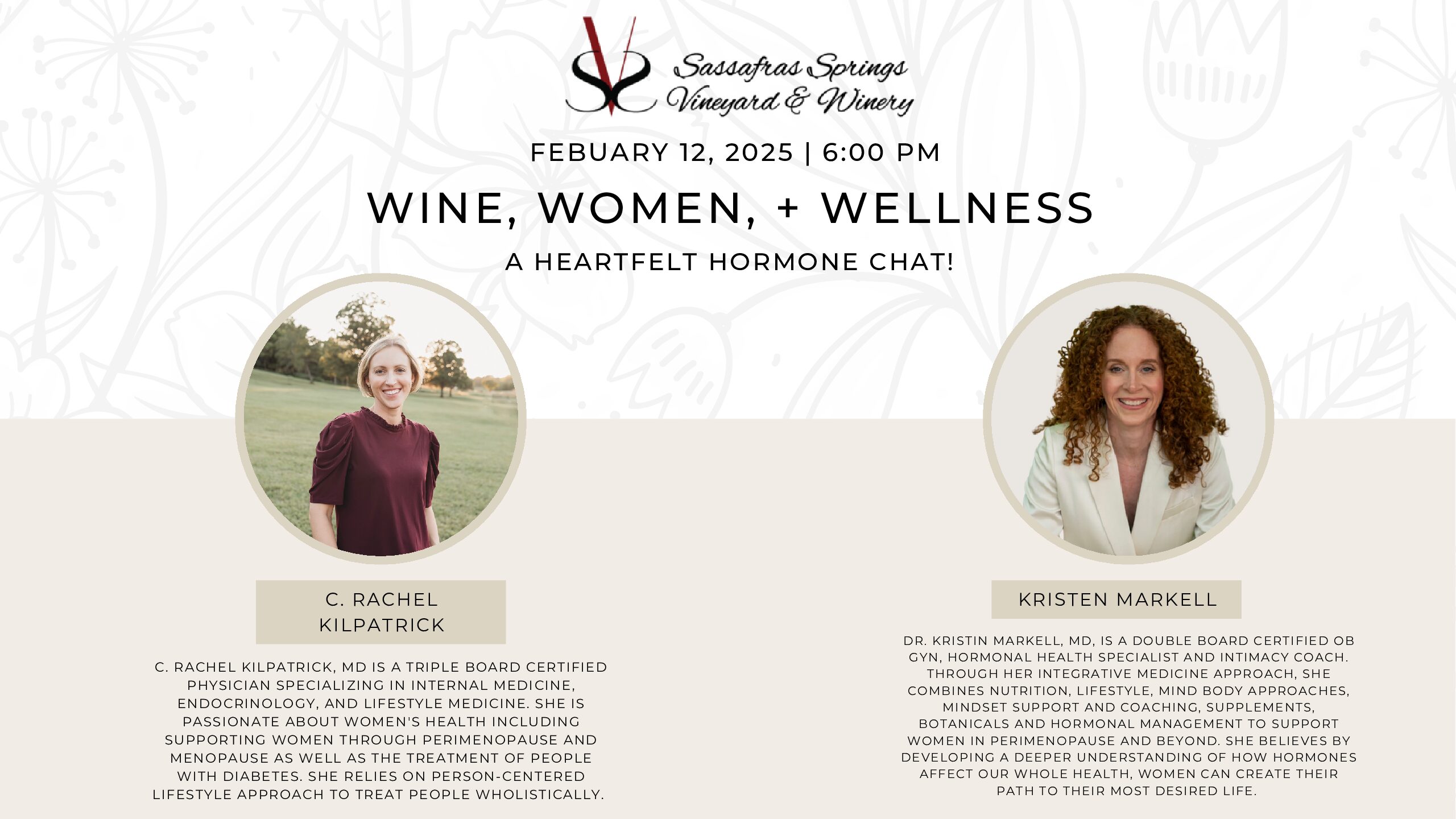 FB EVENT- Wine, Women + Wellness - Sassafras Springs Vineyard & Winery